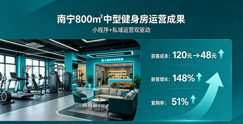 南宁某健身房小程序上线30天，获客成本降低60%的复盘